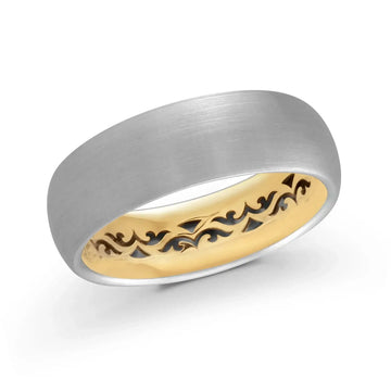14K White Gold with Pink Highlights and 14K Yellow Gold Ring from the Precision Collection by Malo
