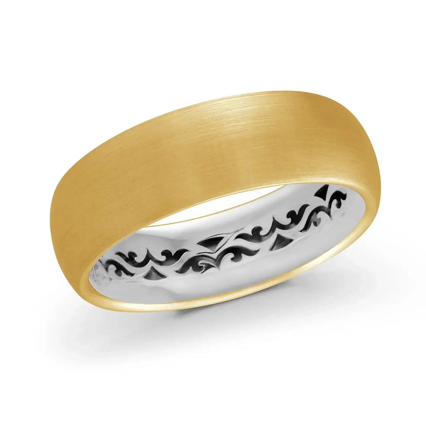 14K Yellow Gold with Pink Highlights and 14K White Gold Ring from the Precision Collection by Malo