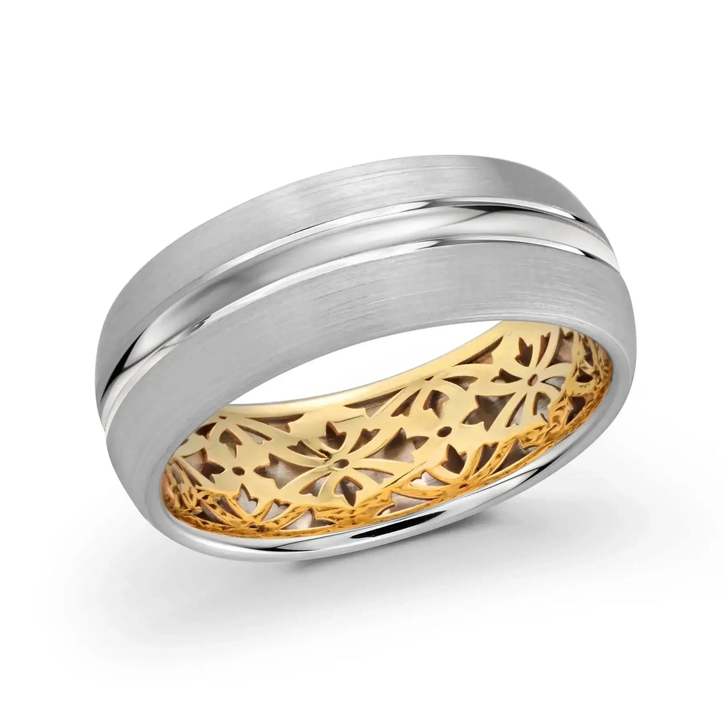 14K White Gold with Pink Highlights and 14K Yellow Gold Ring from the Precision Collection by Malo