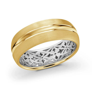 14K Yellow Gold with Pink Highlights and 14K White Gold Ring from the Precision Collection by Malo