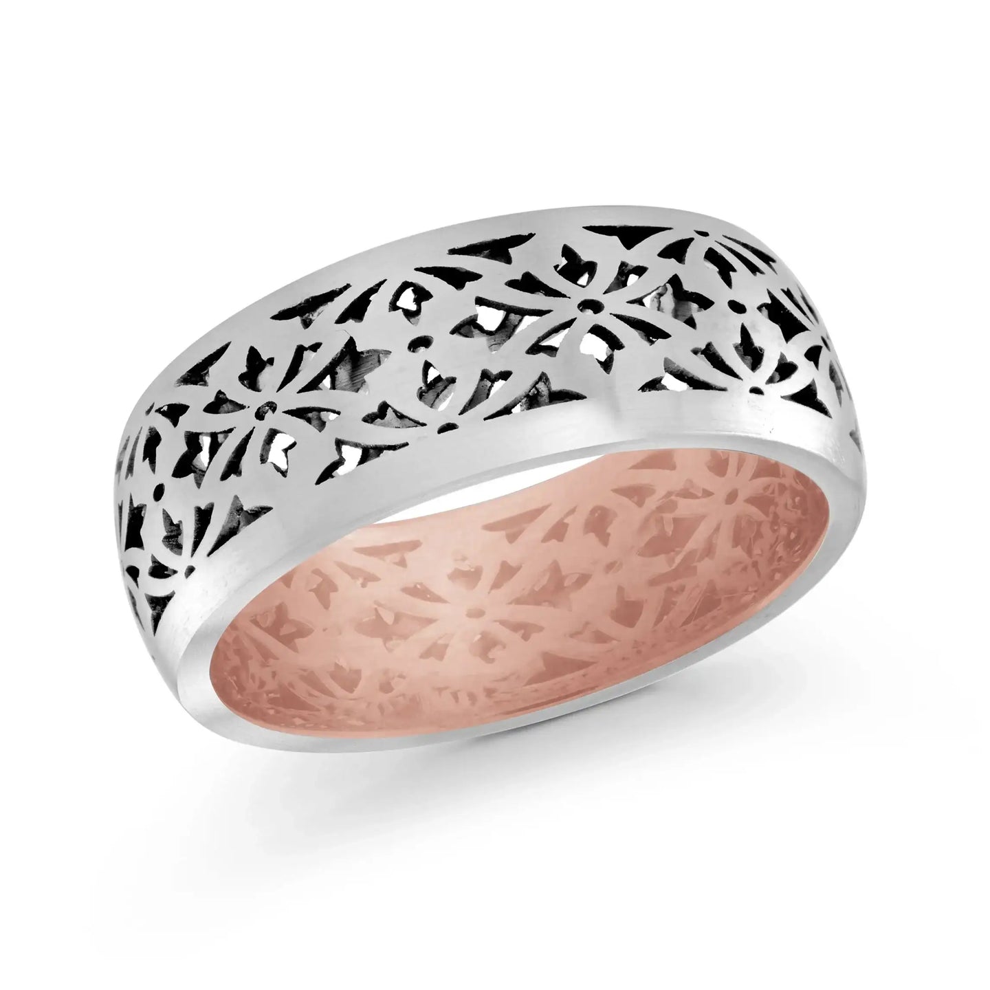 14K White Gold with Pink Highlights and 14K Rose Gold Ring from the Precision Collection by Malo