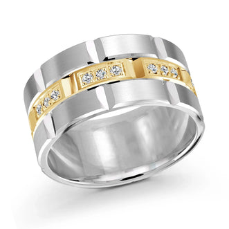 14K White Gold with 14K Yellow Gold and Inlaid Diamonds Ring from the Executif Collection by Malo
