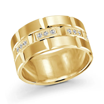 14K Yellow Gold with Inlaid Diamonds Ring from the Executif Collection by Malo