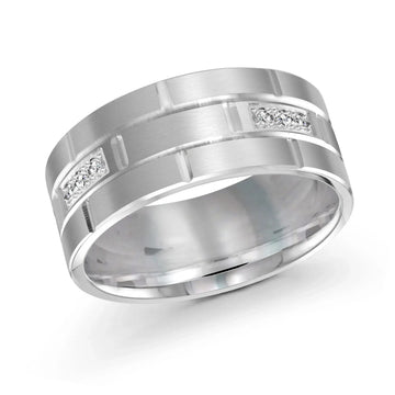 14K White Gold with Inlaid Diamonds Ring from the Executif Collection by Malo