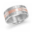 14K White Gold with 14K Rose Gold and Inlaid Diamonds Ring from the Executif Collection by Malo
