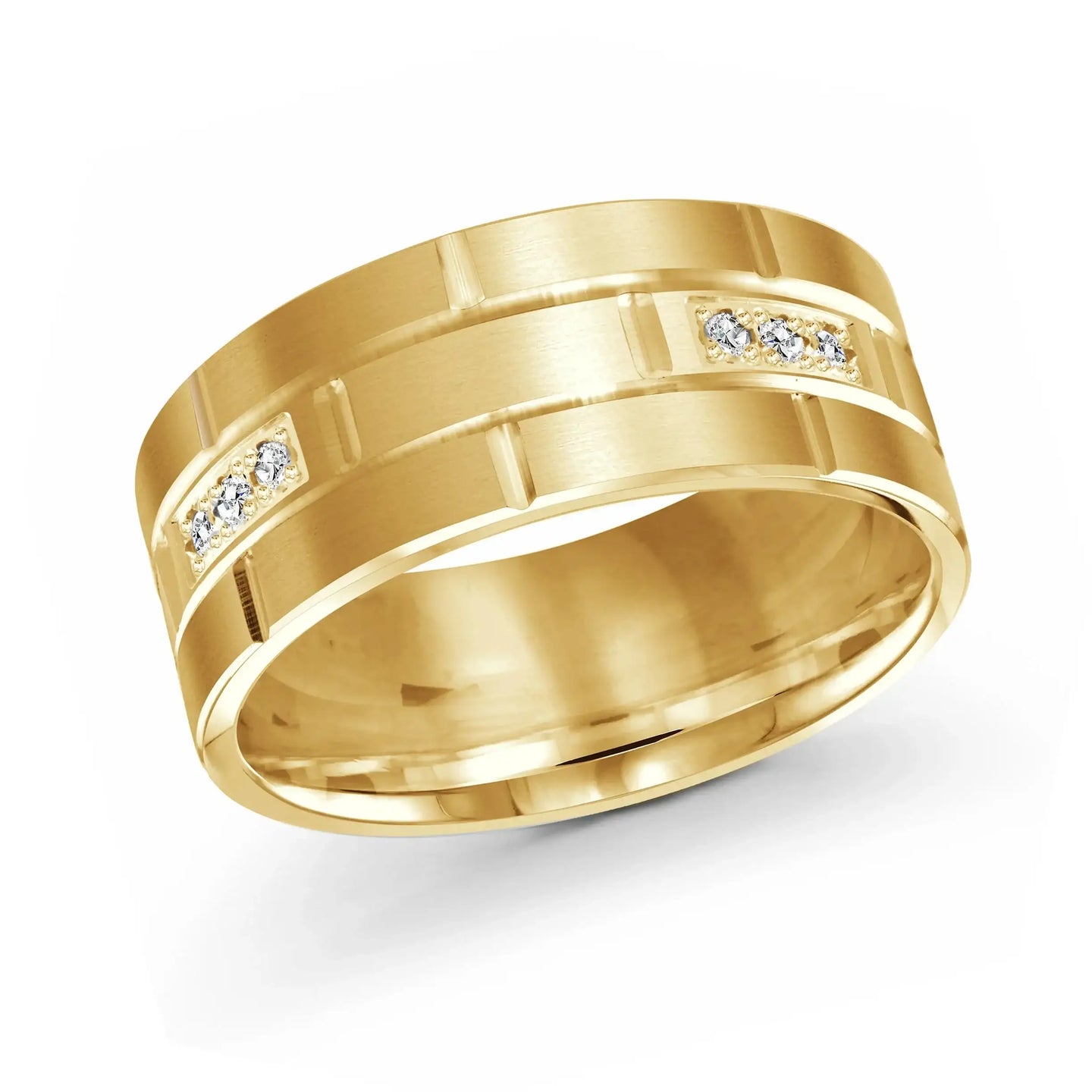 14K Yellow Gold with Inlaid Diamonds Ring from the Executif Collection by Malo