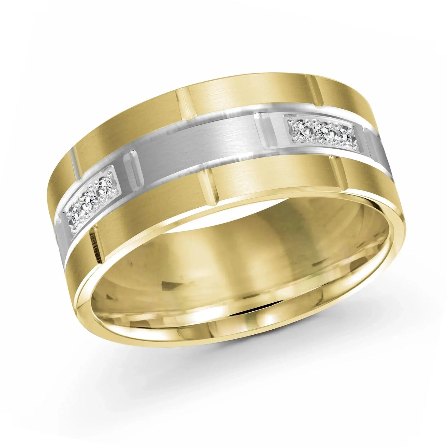 14K Yellow Gold with 14K White Gold and Inlaid Diamonds Ring from the Executif Collection by Malo