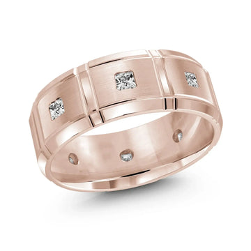 14K Rose Gold with Inlaid Diamonds Ring from the Executif Collection by Malo