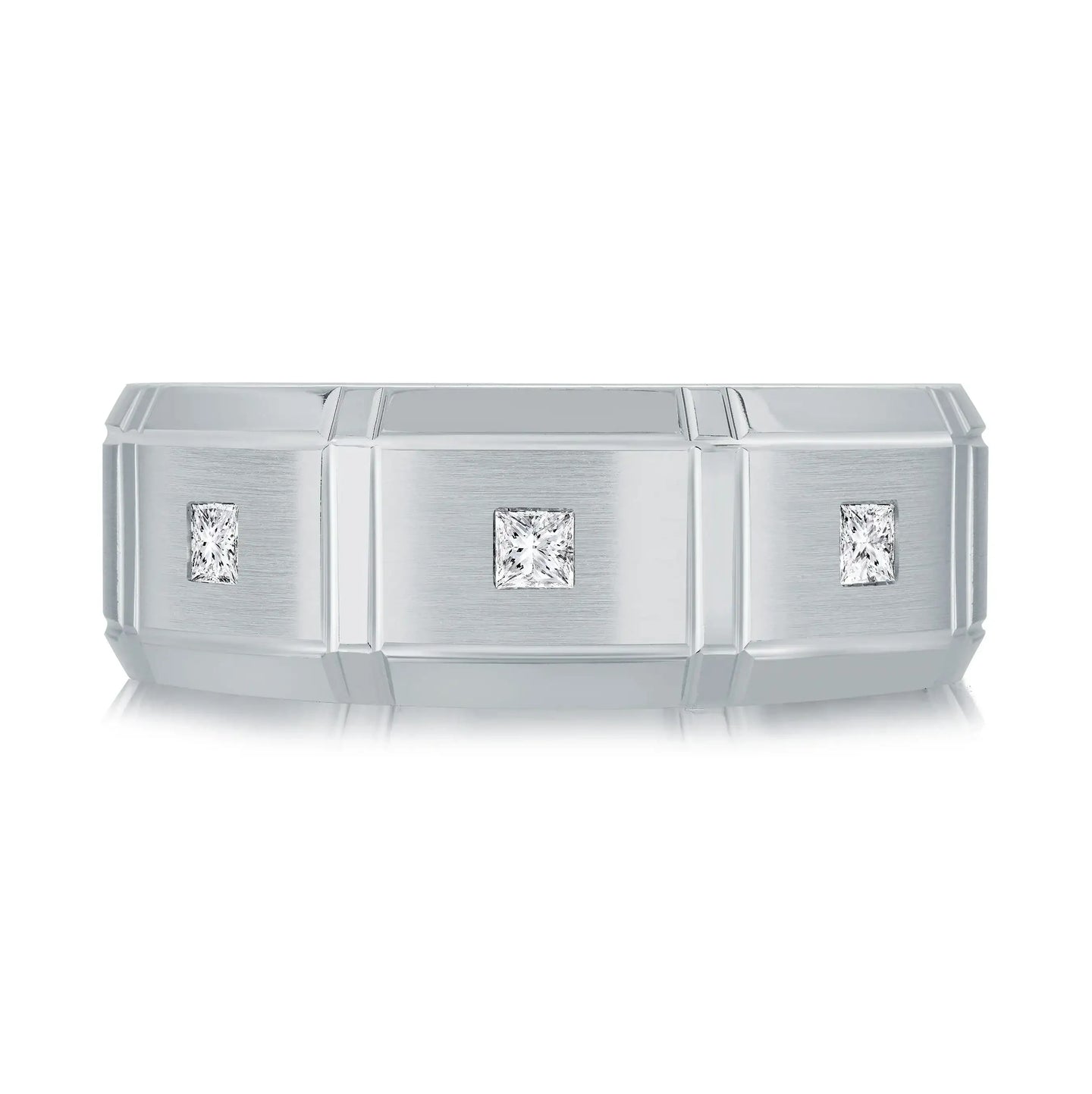 14K White Gold with Inlaid Diamonds Ring from the Executif Collection by Malo