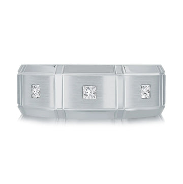 14K White Gold with Inlaid Diamonds Ring from the Executif Collection by Malo