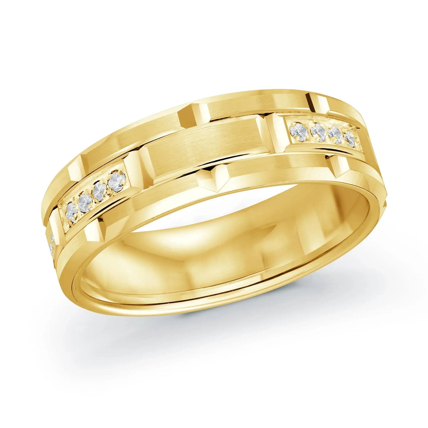 14K Yellow Gold with Inlaid Diamonds Ring from the Executif Collection by Malo