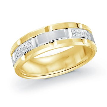 14K Yellow Gold with 14K White Gold and Inlaid Diamonds Ring from the Executif Collection by Malo