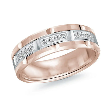 14K Rose Gold with 14K White Gold and Inlaid Diamonds Ring from the Executif Collection by Malo