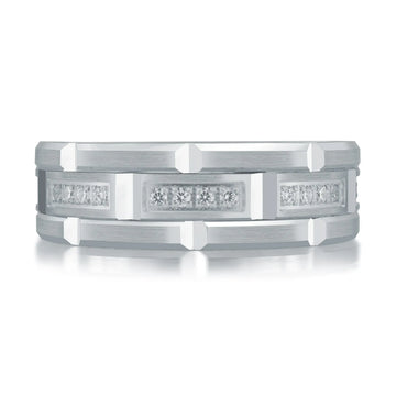 14K White Gold with Inlaid Diamonds Ring from the Executif Collection by Malo