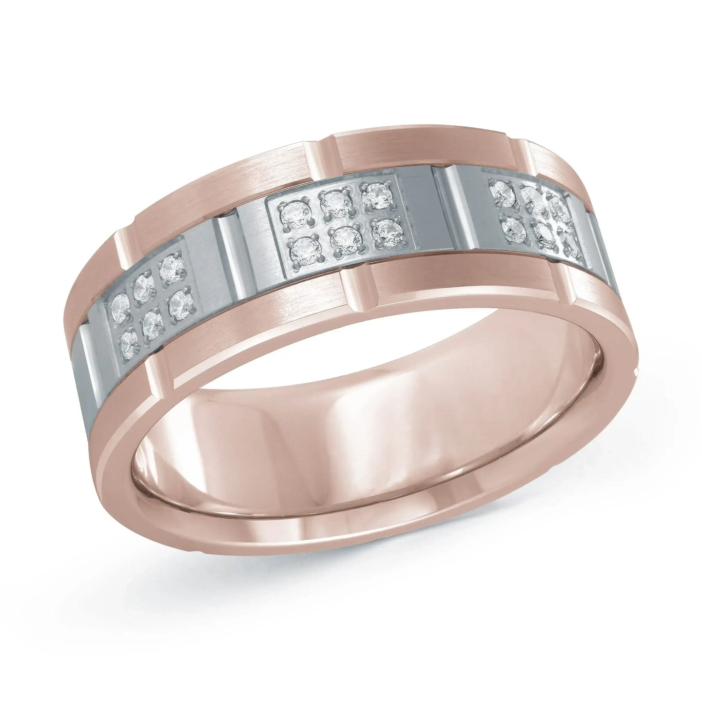 14K Rose Gold with 14K White Gold Ring from the Executif Collection by Malo