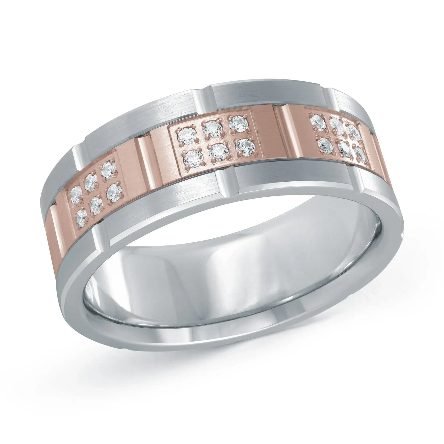 14K White Gold with 14K Rose Gold Ring from the Executif Collection by Malo