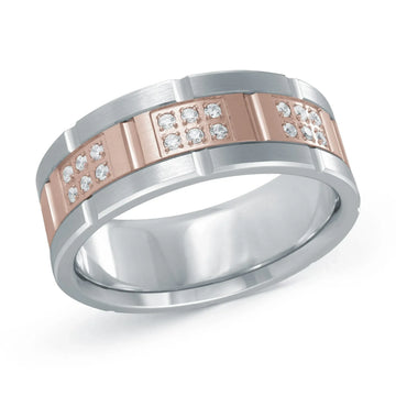 14K White Gold with 14K Rose Gold Ring from the Executif Collection by Malo