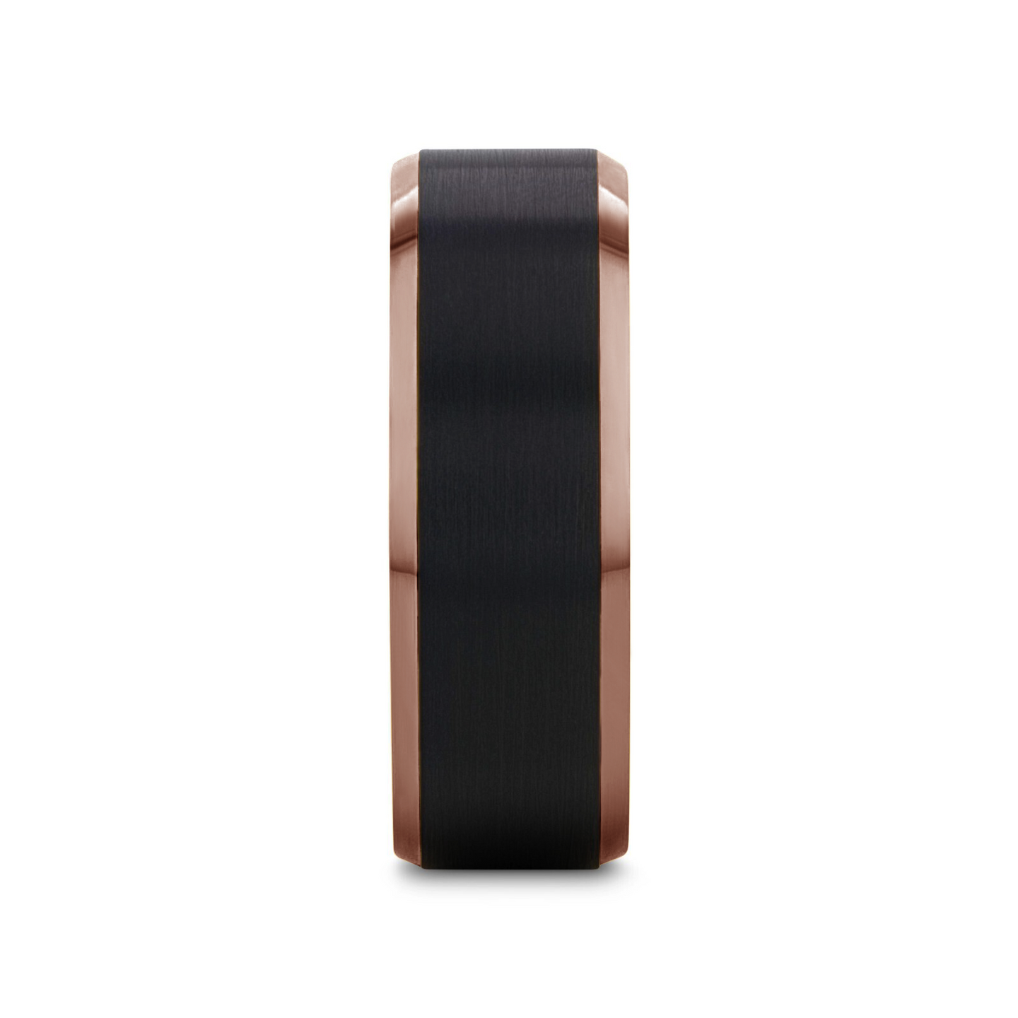 FERROS Espresso Plated Tungsten Polished Beveled Ring with Brushed Black Center - 8mm