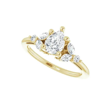 HAILEY 14K Yellow Gold Pear Cut Lab Grown Diamond Engagement Ring - Larson Jewelers