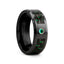 HADAR Black Ceramic Ring with Black and Green Carbon Fiber and Green Emerald Setting - 8mm