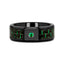 HADAR Black Ceramic Ring with Black and Green Carbon Fiber and Green Emerald Setting - 8mm