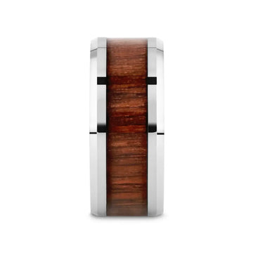 HALIFAX Tungsten Wedding Band with Bevels and Black Walnut Wood Inlay - 4mm - 12mm - Larson Jewelers