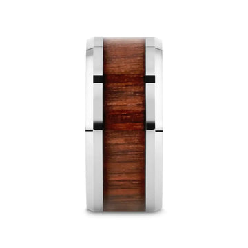 HALIFAX Tungsten Wedding Band with Bevels and Black Walnut Wood Inlay - 4mm - 12mm - Larson Jewelers
