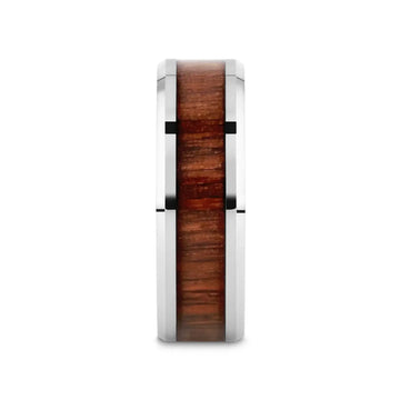 HALIFAX Tungsten Wedding Band with Bevels and Black Walnut Wood Inlay - 4mm - 12mm - Larson Jewelers