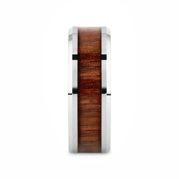 HALIFAX Tungsten Wedding Band with Bevels and Black Walnut Wood Inlay - 4mm - 12mm - Larson Jewelers