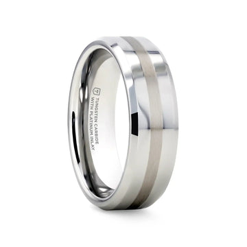 HALSTEN Platinum Inlaid Beveled Tungsten Carbide Wedding Ring - 6mm & 8mm - Larson Jewelers