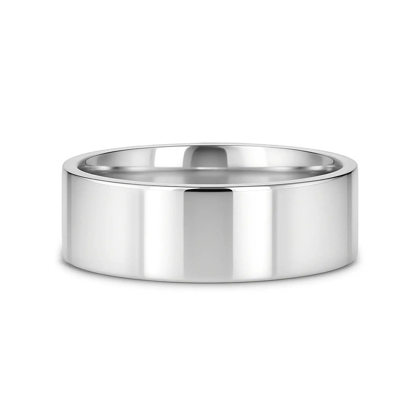 HARDY Polished Finish Flat Style Men’s Titanium Wedding Ring - 6mm & 8mm - Larson Jewelers