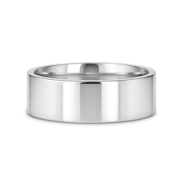 HARDY Polished Finish Flat Style Men’s Titanium Wedding Ring - 6mm & 8mm - Larson Jewelers
