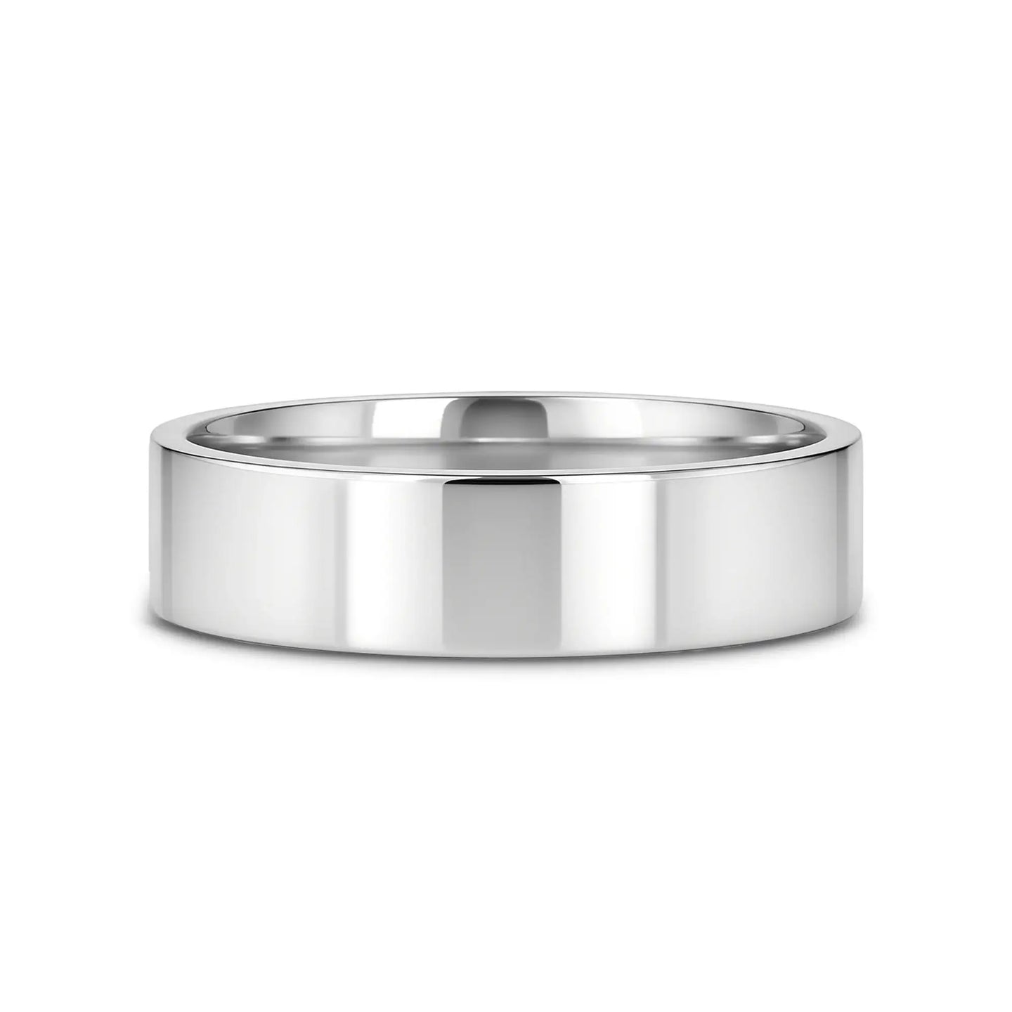 HARDY Polished Finish Flat Style Men’s Titanium Wedding Ring - 6mm & 8mm - Larson Jewelers
