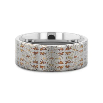 HAVEN Flat Titanium Ring with Engraved Cross Pattern - 8mm - Larson Jewelers
