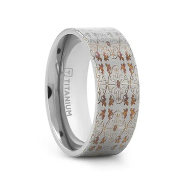 HAVEN Flat Titanium Ring with Engraved Cross Pattern - 8mm - Larson Jewelers