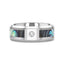 HONOLULU Mother of Pearl Inlay Tungsten Carbide Ring with Beveled Edges and White Diamond - 8mm