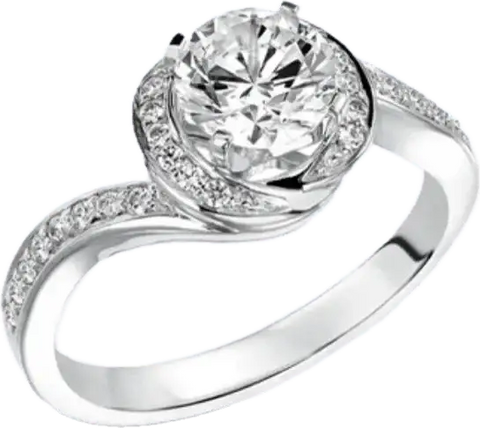 APHRODITE Spiral Halo Diamond Lab Diamond Engagement Ring Pav in 14K White Gold - Larson Jewelers
