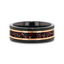 INFERNO Black/Rose Hammered Tungsten Carbide Ring with Dinosaur Bones and Meteorite – 8mm