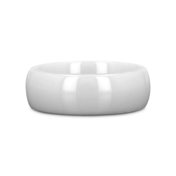 IVORY Domed Polish Finished White Ceramic Ring - 6mm & 8mm - Larson Jewelers