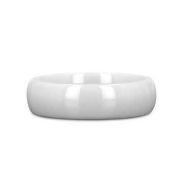 IVORY Domed Polish Finished White Ceramic Ring - 6mm & 8mm - Larson Jewelers