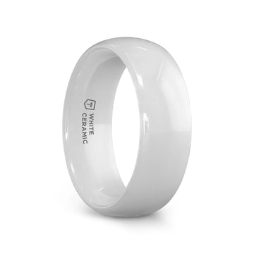 IVORY Domed Polish Finished White Ceramic Ring - 6mm & 8mm - Larson Jewelers