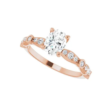 SOLANA 14K Rose Gold Oval Lab Grown Diamond Engagement Ring - Larson Jewelers