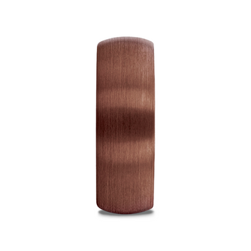 Espresso tungsten band with domed top and brushed finish texture throughout.