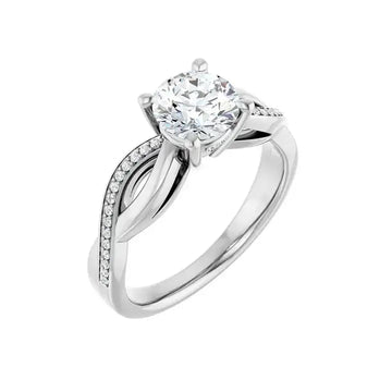 TALA 14K White Gold Round Lab Grown Diamond Engagement Ring - Larson Jewelers