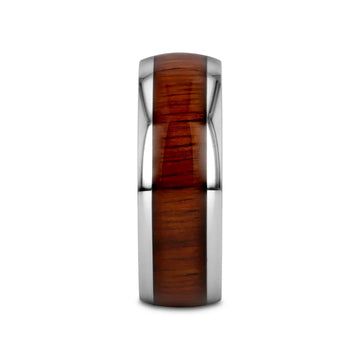 KAMEHA Tungsten Domed Profile Polished Finish Men’s Wedding Ring with Koa Wood Inlay - 8mm - Larson Jewelers