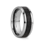 KILAUEA Men’s Polished Tungsten Wedding Band with Black & Gray Lava Rock Stone Inlay & Polished Beveled Edges - 8mm