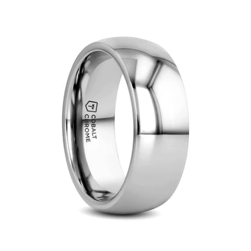 KOBOLD Domed Cobalt Chrome Comfort Fit Ring, Polished Finish — 4mm, 6mm, 8mm - Larson Jewelers