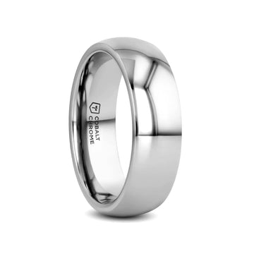 KOBOLD Domed Cobalt Chrome Comfort Fit Ring, Polished Finish — 4mm, 6mm, 8mm - Larson Jewelers