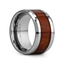 KONA Koa Wood Inlaid Tungsten Carbide Ring with Bevels - 12mm