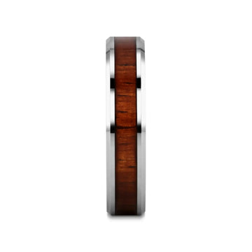 KONA Koa Wood Inlaid Tungsten Carbide Ring with Bevels - 4mm - 12mm - Larson Jewelers
